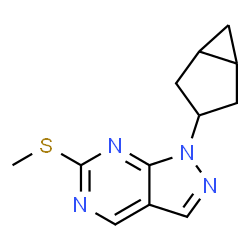 ChemSpider 2D Image | 1-(Bicyclo[3.1.0]hex-3-yl)-6-(methylsulfanyl)-1H-pyrazolo[3,4-d]pyrimidine | C12H14N4S