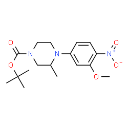 ChemSpider 2D Image | 2-Methyl-2-propanyl 4-(3-methoxy-4-nitrophenyl)-3-methyl-1-piperazinecarboxylate | C17H25N3O5