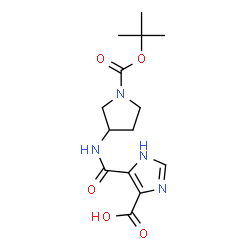 ChemSpider 2D Image | 4-((1-(tert-Butoxycarbonyl)pyrrolidin-3-yl)carbamoyl)-1H-imidazole-5-carboxylic acid | C14H20N4O5