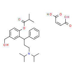 ChemSpider 2D Image | 2-[3-(Diisopropylamino)-1-phenylpropyl]-4-(hydroxymethyl)phenyl 2-methylpropanoate (2Z)-2-butenedioate (1:1) | C30H41NO7