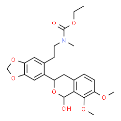 ChemSpider 2D Image | Ethyl {2-[6-(1-hydroxy-7,8-dimethoxy-3,4-dihydro-1H-isochromen-3-yl)-1,3-benzodioxol-5-yl]ethyl}methylcarbamate | C24H29NO8