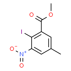 ChemSpider 2D Image | Methyl 2-iodo-5-methyl-3-nitrobenzoate | C9H8INO4
