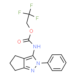 ChemSpider 2D Image | 2,2,2-trifluoroethyl N-{2-phenyl-2H,4H,5H,6H-cyclopenta[c]pyrazol-3-yl}carbamate | C15H14F3N3O2