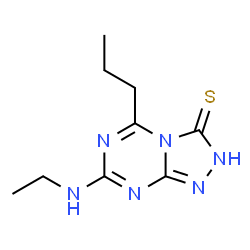 ChemSpider 2D Image | 7-(Ethylamino)-5-propyl[1,2,4]triazolo[4,3-a][1,3,5]triazine-3(2H)-thione | C9H14N6S