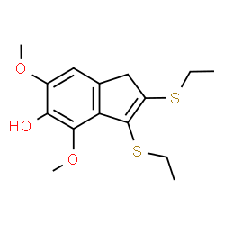 ChemSpider 2D Image | 2,3-Bis(ethylsulfanyl)-4,6-dimethoxy-1H-inden-5-ol | C15H20O3S2