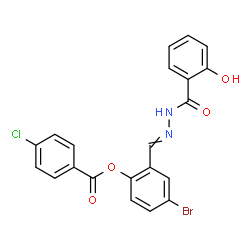 ChemSpider 2D Image | 4-Bromo-2-{[(2-hydroxybenzoyl)hydrazono]methyl}phenyl 4-chlorobenzoate | C21H14BrClN2O4