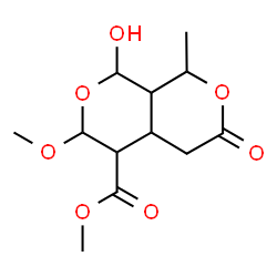 ChemSpider 2D Image | Methyl 1-hydroxy-3-methoxy-8-methyl-6-oxohexahydro-1H,3H-pyrano[3,4-c]pyran-4-carboxylate | C12H18O7