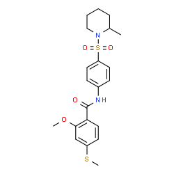 ChemSpider 2D Image | 2-Methoxy-N-{4-[(2-methyl-1-piperidinyl)sulfonyl]phenyl}-4-(methylsulfanyl)benzamide | C21H26N2O4S2