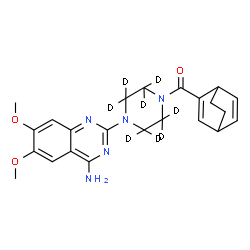 ChemSpider 2D Image | [4-(4-amino-6,7-dimethoxy-quinazolin-2-yl)-2,2,3,3,5,5,6,6-octadeuterio-piperazin-1-yl]-(3-bicyclo[2.2.2]octa-2,5-dienyl)methanone | C23H19D8N5O3