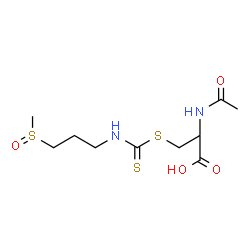ChemSpider 2D Image | N-Acetyl-S-{[3-(methylsulfinyl)propyl]carbamothioyl}cysteine | C10H18N2O4S3