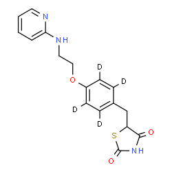 ChemSpider 2D Image | 5-[[2,3,5,6-tetradeuterio-4-[2-(2-pyridylamino)ethoxy]phenyl]methyl]thiazolidine-2,4-dione | C17H13D4N3O3S