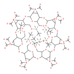 ChemSpider 2D Image | 5,10,15,20,25,30,35-Heptakis({[dimethyl(2-methyl-2-propanyl)silyl]oxy}methyl)-2,4,7,9,12,14,17,19,22,24,27,29,32,34-tetradecaoxaoctacyclo[31.2.2.2~3,6~.2~8,11~.2~13,16~.2~18,21~.2~23,26~.2~28,31~]nona
tetracontane-36,37,38,39,40,41,42,43,44,45,46,47,48,49-tetradecayl tetradecaacetate | C112H196O49Si7