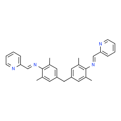 ChemSpider 2D Image | (E,E)-N,N'-[Methylenebis(2,6-dimethyl-4,1-phenylene)]bis[1-(2-pyridinyl)methanimine] | C29H28N4