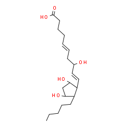 ChemSpider 2D Image | (5E,9E)-10-(3,5-Dihydroxy-2-pentylcyclopentyl)-8-hydroxy-5,9-decadienoic acid | C20H34O5