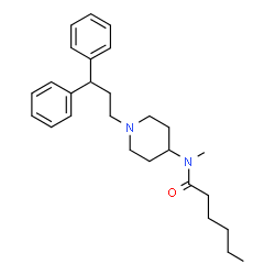 ChemSpider 2D Image | N-[1-(3,3-Diphenylpropyl)-4-piperidinyl]-N-methylhexanamide | C27H38N2O