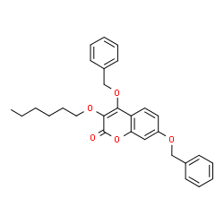 ChemSpider 2D Image | 4,7-Bis(benzyloxy)-3-(hexyloxy)-2H-chromen-2-one | C29H30O5
