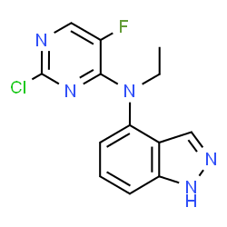ChemSpider 2D Image | N-(2-Chloro-5-fluoro-4-pyrimidinyl)-N-ethyl-1H-indazol-4-amine | C13H11ClFN5