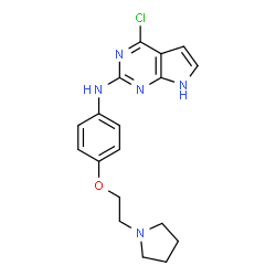 ChemSpider 2D Image | 4-Chloro-N-[4-[2-(1-pyrrolidinyl)ethoxy]phenyl]-7H-pyrrolo[2,3-d]pyrimidin-2-amine | C18H20ClN5O