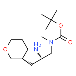 ChemSpider 2D Image | tert-Butyl ((S)-2-amino-3-((R)-tetrahydro-2H-pyran-3-yl)propyl)(methyl)carbamate | C14H28N2O3