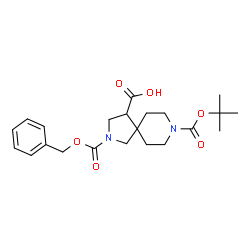 ChemSpider 2D Image | 2-((Benzyloxy)carbonyl)-8-(tert-butoxycarbonyl)-2,8-diazaspiro[4.5]decane-4-carboxylic acid | C22H30N2O6