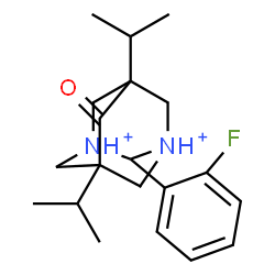 ChemSpider 2D Image | 2-(2-Fluorophenyl)-5,7-diisopropyl-6-oxo-1,3-diazoniatricyclo[3.3.1.1~3,7~]decane | C20H29FN2O