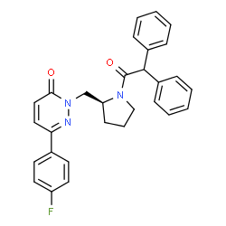 ChemSpider 2D Image | 2-{[(2S)-1-(Diphenylacetyl)-2-pyrrolidinyl]methyl}-6-(4-fluorophenyl)-3(2H)-pyridazinone | C29H26FN3O2