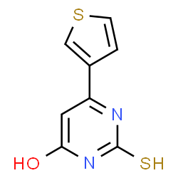 ChemSpider 2D Image | 6-(3-Thienyl)-2-thioxo-2,3-dihydro-4(1H)-pyrimidinone | C8H6N2OS2