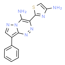 ChemSpider 2D Image | 3-(4-Amino-1,3-thiazol-2-yl)-8-phenylpyrazolo[5,1-c][1,2,4]triazin-4-amine | C14H11N7S