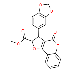 ChemSpider 2D Image | Methyl 3-(1,3-benzodioxol-5-yl)-4-oxo-2,3-dihydro-4H-furo[3,2-c]chromene-2-carboxylate | C20H14O7