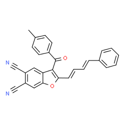 ChemSpider 2D Image | 3-(4-Methylbenzoyl)-2-[(1E,3E)-4-phenyl-1,3-butadien-1-yl]-1-benzofuran-5,6-dicarbonitrile | C28H18N2O2