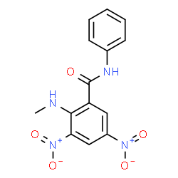 ChemSpider 2D Image | 2-(Methylamino)-3,5-dinitro-N-phenylbenzamide | C14H12N4O5