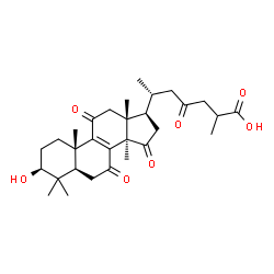 ChemSpider 2D Image | (3beta)-3-Hydroxy-7,11,15,23-tetraoxolanost-8-en-26-oic acid | C30H42O7