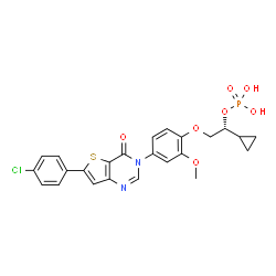 ChemSpider 2D Image | 6-(4-Chlorophenyl)-3-[4-[(2R)-2-cyclopropyl-2-(phosphonooxy)ethoxy]-3-methoxyphenyl]thieno[3,2-d]pyrimidin-4(3H)-one | C24H22ClN2O7PS