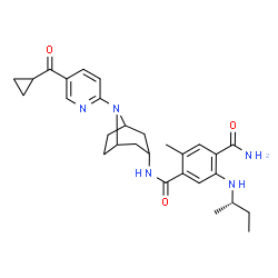 ChemSpider 2D Image | 5-[(2S)-2-Butanylamino]-N-{8-[5-(cyclopropylcarbonyl)-2-pyridinyl]-8-azabicyclo[3.2.1]oct-3-yl}-2-methylterephthalamide | C29H37N5O3