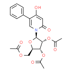 ChemSpider 2D Image | 4-Hydroxy-5-phenyl-1-(2,3,5-tri-O-acetyl-beta-D-ribofuranosyl)-2(1H)-pyridinone | C22H23NO9