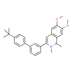 ChemSpider 2D Image | 6,7-Dimethoxy-1,2-dimethyl-3-[4'-(2-methyl-2-propanyl)-3-biphenylyl]isoquinolinium | C29H32NO2