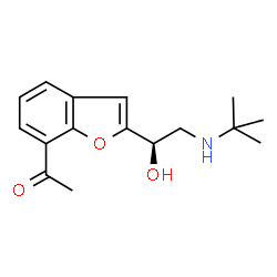 ChemSpider 2D Image | 1-(2-{(1R)-1-Hydroxy-2-[(2-methyl-2-propanyl)amino]ethyl}-1-benzofuran-7-yl)ethanone | C16H21NO3