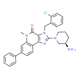 ChemSpider 2D Image | 2-[(3R)-3-Amino-1-piperidinyl]-3-(2-chlorobenzyl)-5-methyl-7-phenyl-3,5-dihydro-4H-imidazo[4,5-c]quinolin-4-one | C29H28ClN5O
