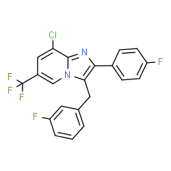 ChemSpider 2D Image | 8-Chloro-3-(3-fluorobenzyl)-2-(4-fluorophenyl)-6-(trifluoromethyl)imidazo[1,2-a]pyridine | C21H12ClF5N2