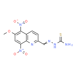ChemSpider 2D Image | 2-[(6-Methoxy-5,8-dinitro-2-quinolinyl)methylene]hydrazinecarbothioamide | C12H10N6O5S