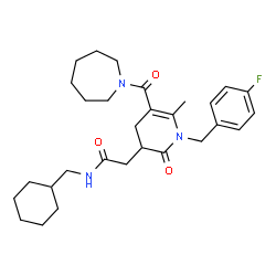 ChemSpider 2D Image | 2-[5-(1-Azepanylcarbonyl)-1-(4-fluorobenzyl)-6-methyl-2-oxo-1,2,3,4-tetrahydro-3-pyridinyl]-N-(cyclohexylmethyl)acetamide | C29H40FN3O3