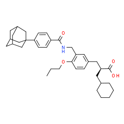 ChemSpider 2D Image | (2S)-2-[3-({[4-(Adamantan-1-yl)benzoyl]amino}methyl)-4-propoxybenzyl]-3-cyclohexylpropanoic acid | C37H49NO4