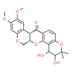 ChemSpider 2D Image | (7aS,13aS)-1,2-Dihydroxy-9,10-dimethoxy-3,3-dimethyl-2,3,13,13a-tetrahydro-1H-chromeno[3,4-b]pyrano[2,3-h]chromen-7(7aH)-one | C23H24O8