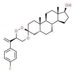 ChemSpider 2D Image | (3S,5R,6'R,8R,9S,10S,13S,14S,17S)-6'-[1-(4-Fluorophenyl)vinyl]-10,13-dimethylhexadecahydrospiro[cyclopenta[a]phenanthrene-3,3'-[1,2,4]trioxan]-17-ol | C29H39FO4