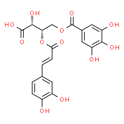 ChemSpider 2D Image | (2R,3S)-3-{[(2E)-3-(3,4-Dihydroxyphenyl)-2-propenoyl]oxy}-2-hydroxy-4-[(3,4,5-trihydroxybenzoyl)oxy]butanoic acid | C20H18O12