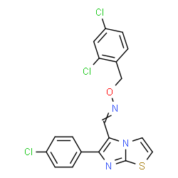 ChemSpider 2D Image | 1-[6-(4-Chlorophenyl)imidazo[2,1-b][1,3]thiazol-5-yl]-N-[(2,4-dichlorobenzyl)oxy]methanimine | C19H12Cl3N3OS