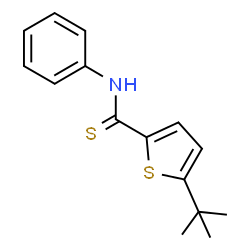 ChemSpider 2D Image | 5-(2-Methyl-2-propanyl)-N-phenyl-2-thiophenecarbothioamide | C15H17NS2