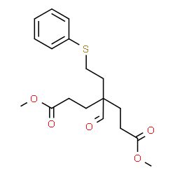 ChemSpider 2D Image | Dimethyl 4-formyl-4-[2-(phenylsulfanyl)ethyl]heptanedioate | C18H24O5S