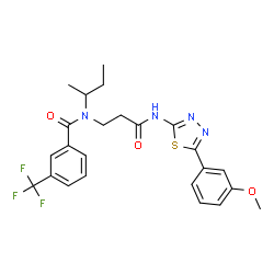 ChemSpider 2D Image | N-sec-Butyl-N-(3-{[5-(3-methoxyphenyl)-1,3,4-thiadiazol-2-yl]amino}-3-oxopropyl)-3-(trifluoromethyl)benzamide | C24H25F3N4O3S