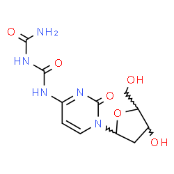 ChemSpider 2D Image | 4-[(Carbamoylcarbamoyl)amino]-1-(2-deoxypentofuranosyl)-2(1H)-pyrimidinone | C11H15N5O6